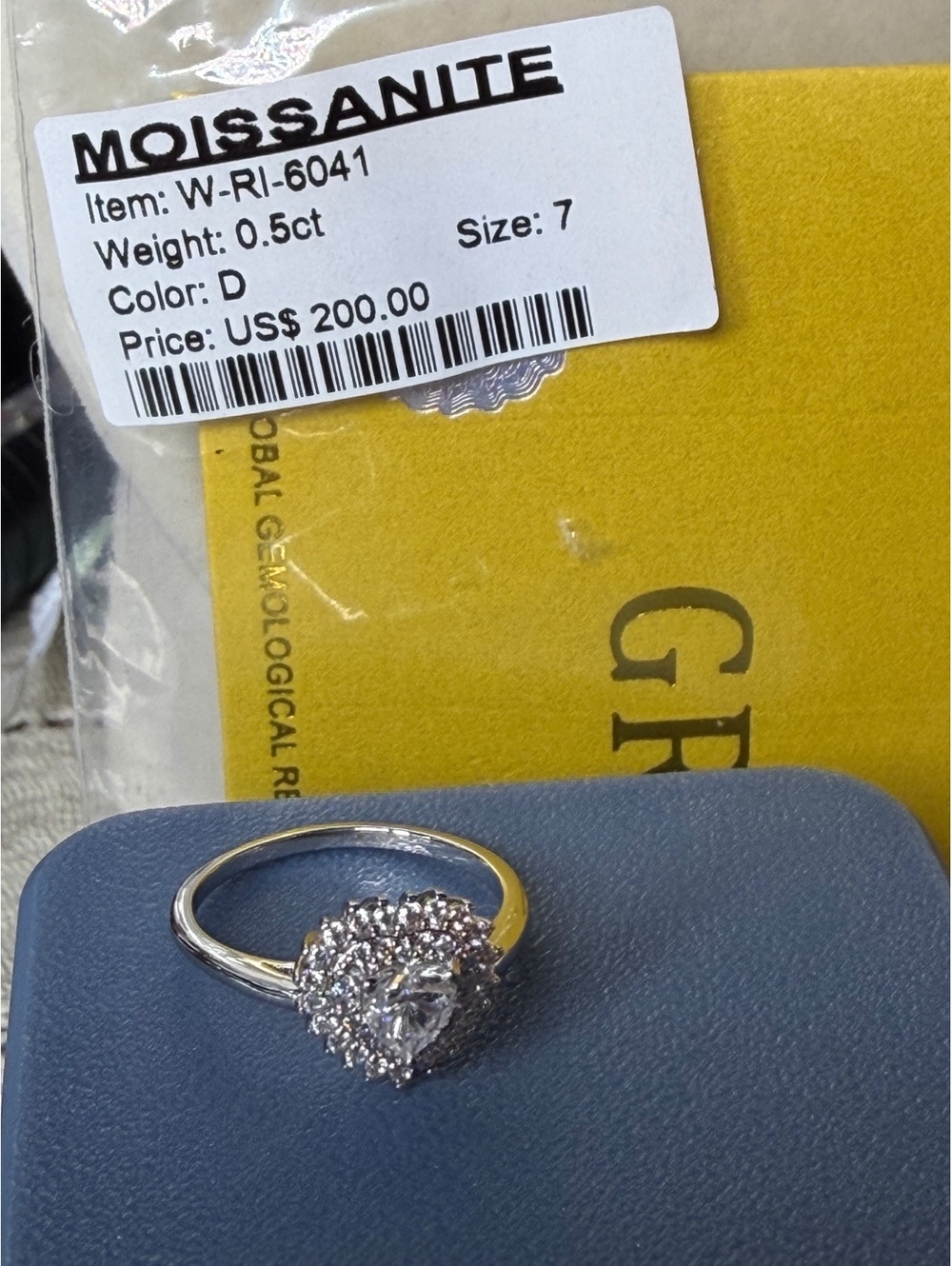 Moissanite Silver Tone Floral Cluster Halo Ring Size 7